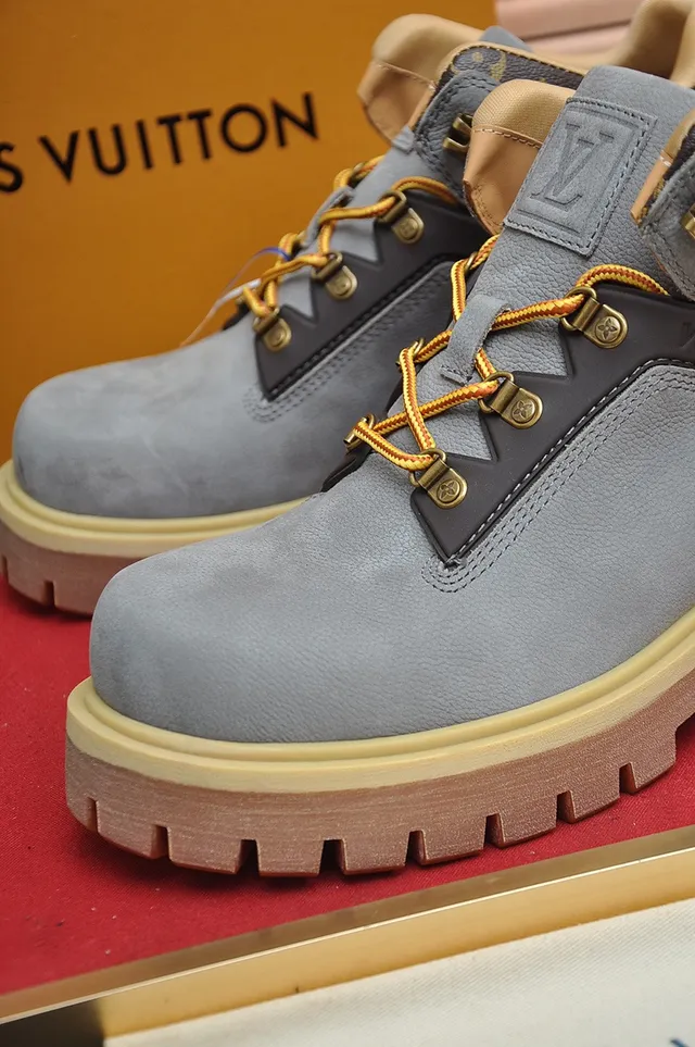 Louis Vuitton Trail Gray Suede and Monogram Work Boots