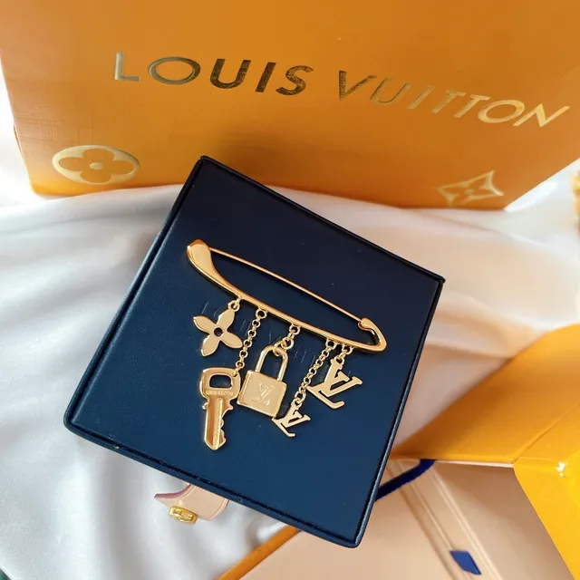 Louis Vuitton Monogram Icons Gold-Tone Safety Pin Brooch