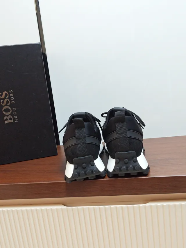 Hugo Boss Black Textured Upper White Midsole Lifestyle Sneakers