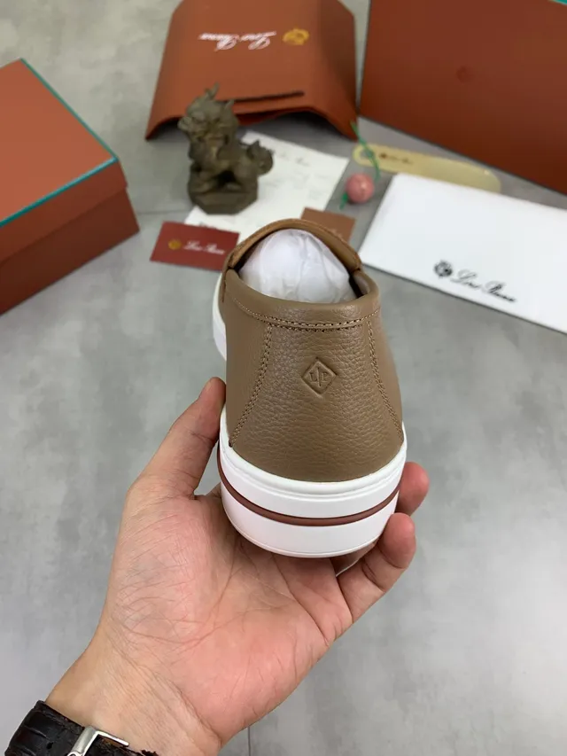 Beige White Pebbled Leather Penny Strap Loafer