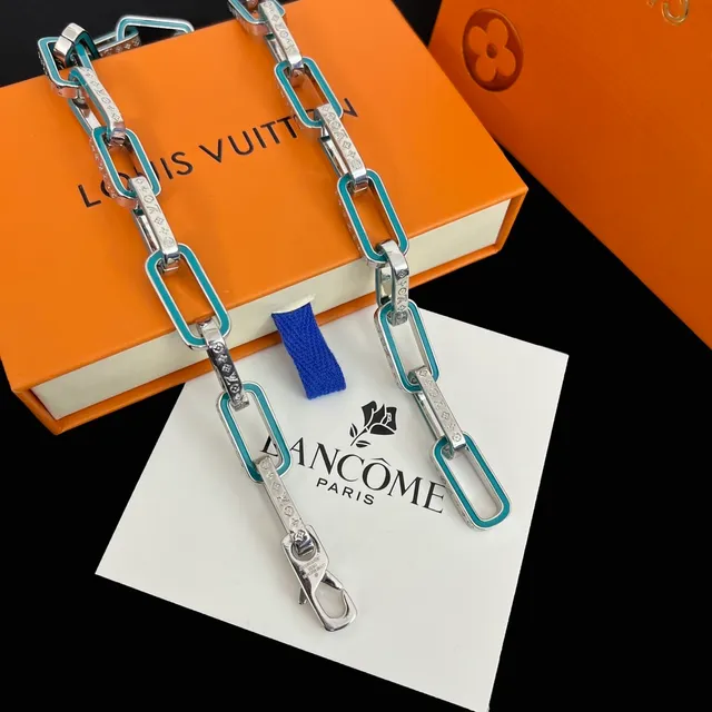 Lancôme Enamel Monogram Link Necklace