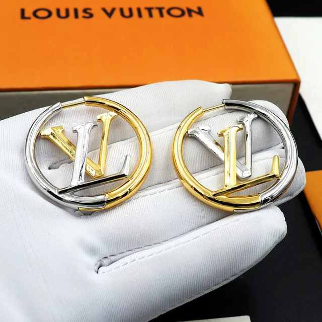 Louis Vuitton LV Circle Hoop Two-Tone Gold Silver Earrings