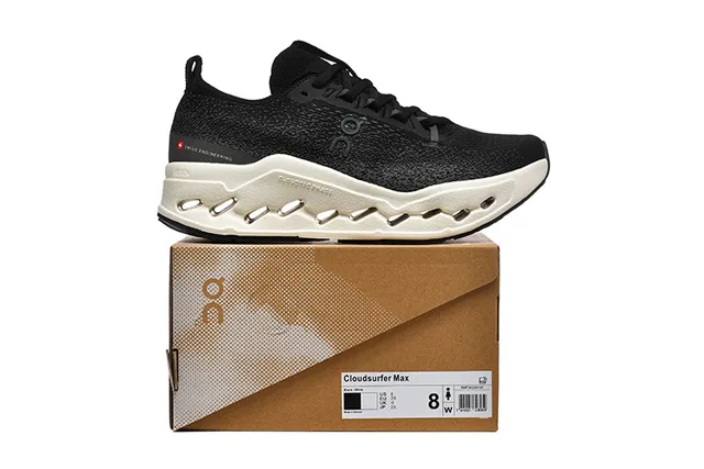 On Cloudmonster Black and Off-White Running Shoes