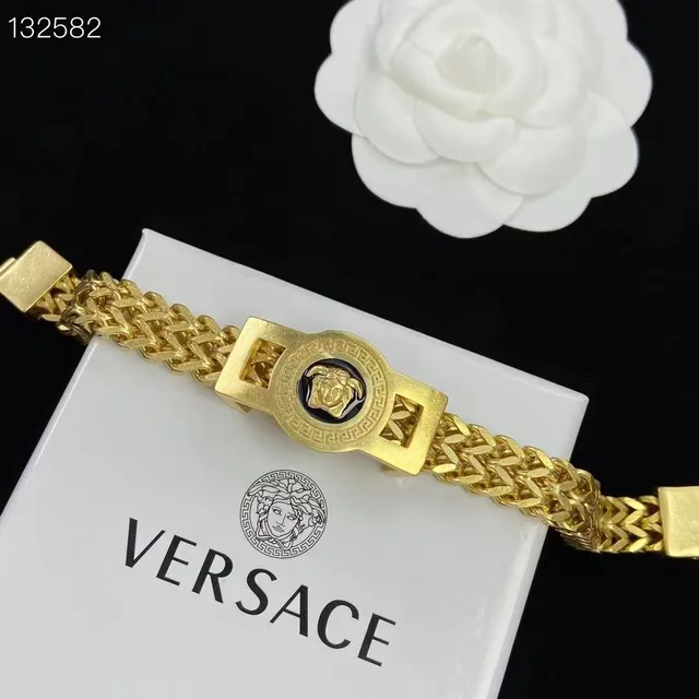 Versace Chain Reaction Gold-Tone Braided Chain Necklace