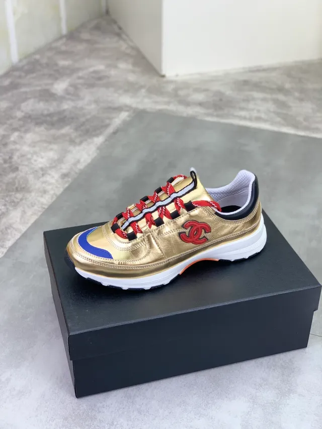 Chanel Runner Metallic Gold Blue Red Lifestyle Sneakers