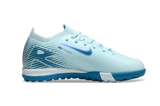 Nike Blue White Knit Upper Low-Cut Silhouette Indoor Soccer Shoes