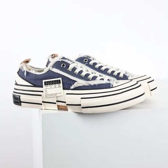 Converse Navy Beige Deconstructed Canvas Frayed Edge Detailing Lifestyle Sneakers