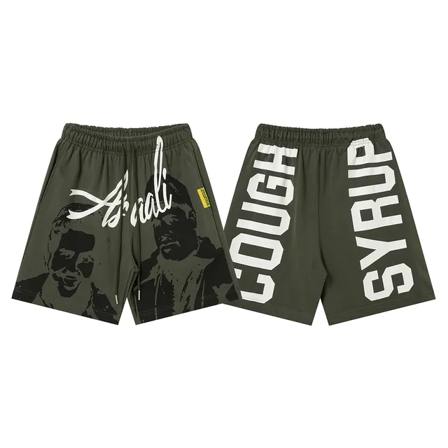 Graphic-Print Elastic-Waist Drawstring Shorts