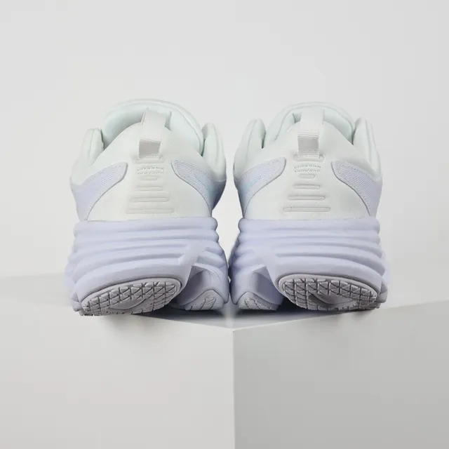 Hoka White Green Engineered Mesh Upper Multi-Layered Ridged Midsole Running Shoes
