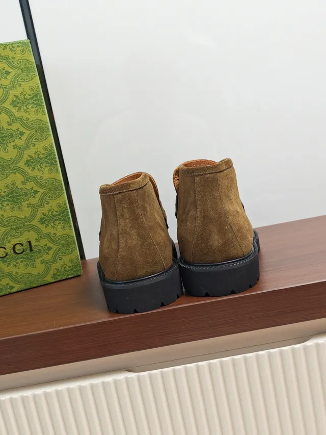 Gucci Brown Black Suede Upper Horsebit Buckle Loafer