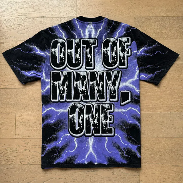 Godspeed Graphic Print Tie-Dye Skull Lightning T-Shirt