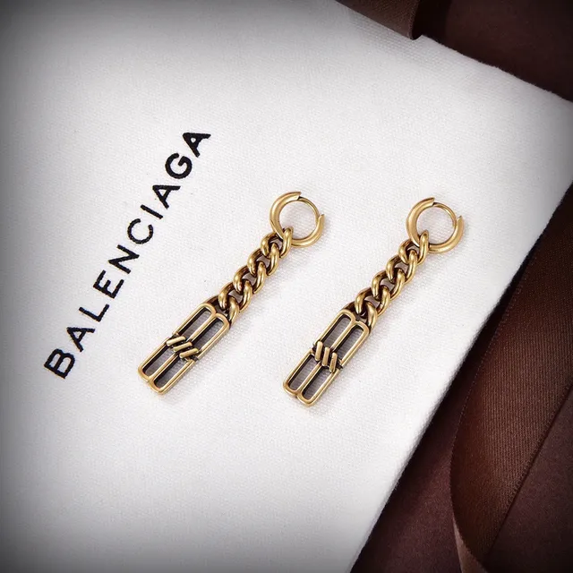 Balenciaga Gold Silver Curb Chain Rectangular Bar Hardware Bracelet