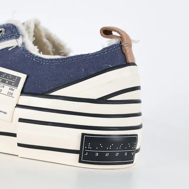Converse Navy Beige Deconstructed Canvas Frayed Edge Detailing Lifestyle Sneakers