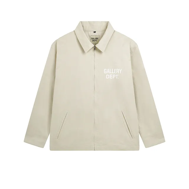 Gallery Dept Utility Beige White Collared Zip-Front Jacket