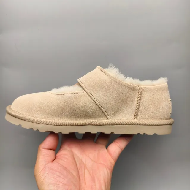 UGG Tasman Beige White Suede Upper Shearling-Lined Mary Jane Shoes