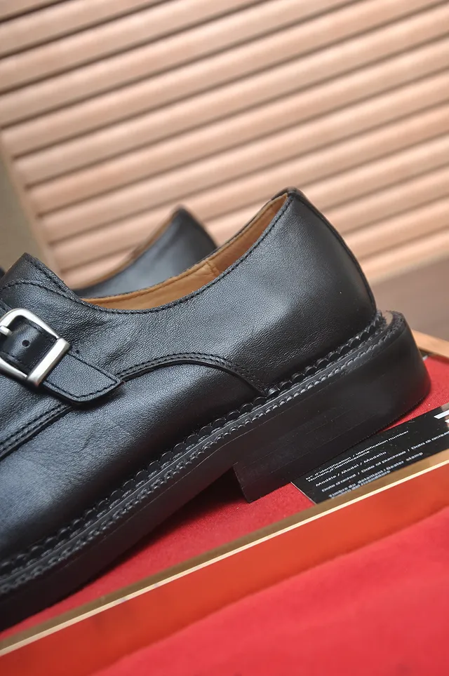 Christian Louboutin Single Monk Strap Black Leather Monk Shoes
