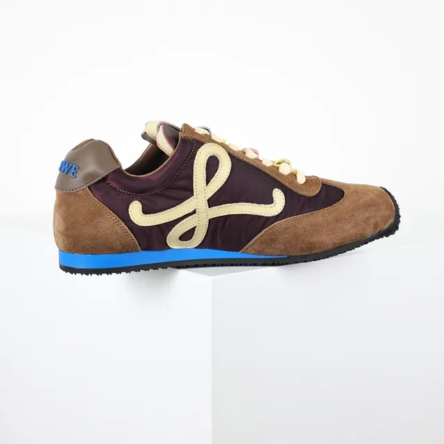 Loewe Brown Burgundy Mixed-Material Upper Oversized Anagram Logo Lifestyle Sneakers