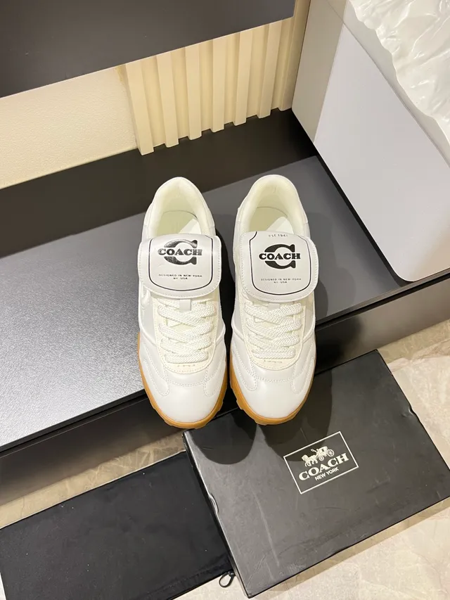 Coach C Logo White and Gum Lifestyle Sneakers
