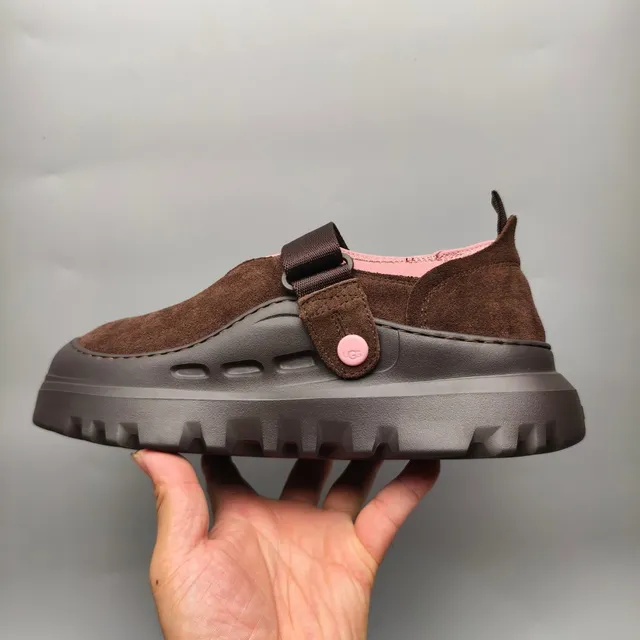 UGG Tasman Brown Pink Suede Upper Adjustable Strap Closure Mary Jane Shoes