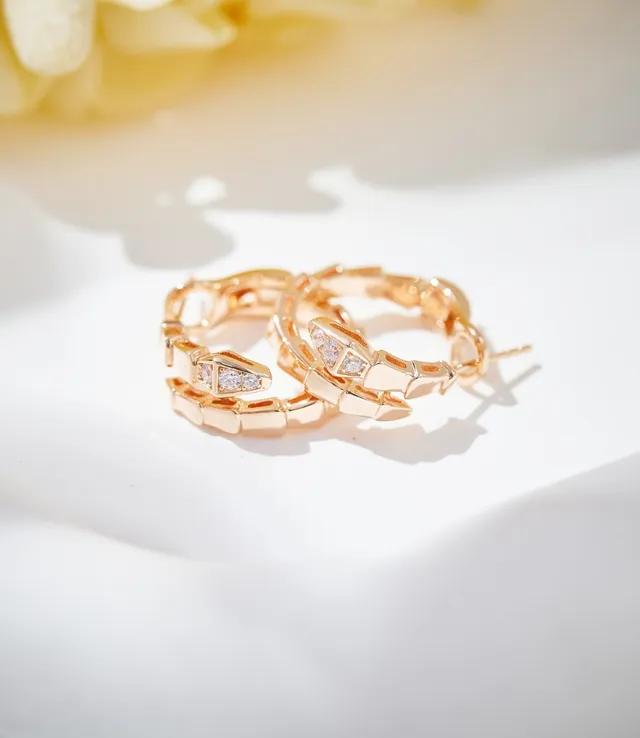 Bvlgari Serpenti Segmented Pavé Hoop Earrings