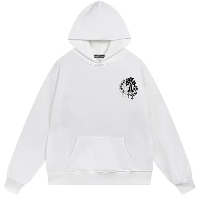 Chrome Hearts Black White Oversized Fit Graphic-Back Hoodie