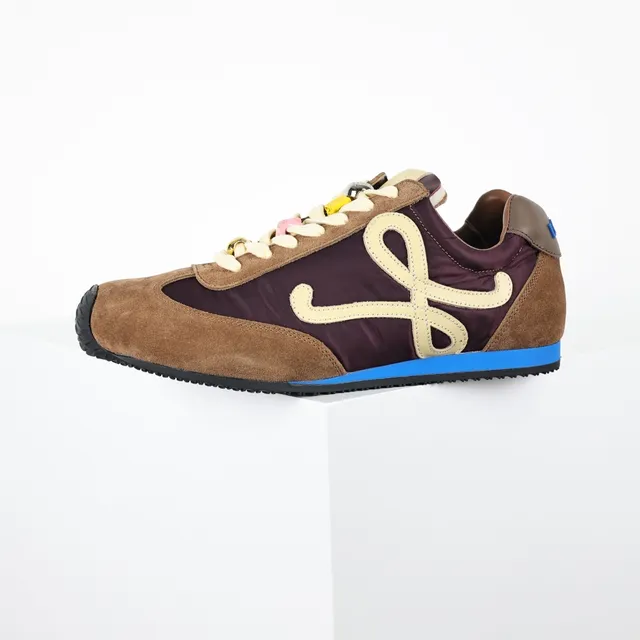 Loewe Brown Burgundy Mixed-Material Upper Oversized Anagram Logo Lifestyle Sneakers