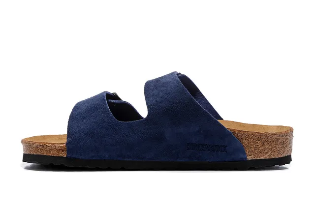 Birkenstock Arizona Navy Suede Double Buckle Casual Sandals