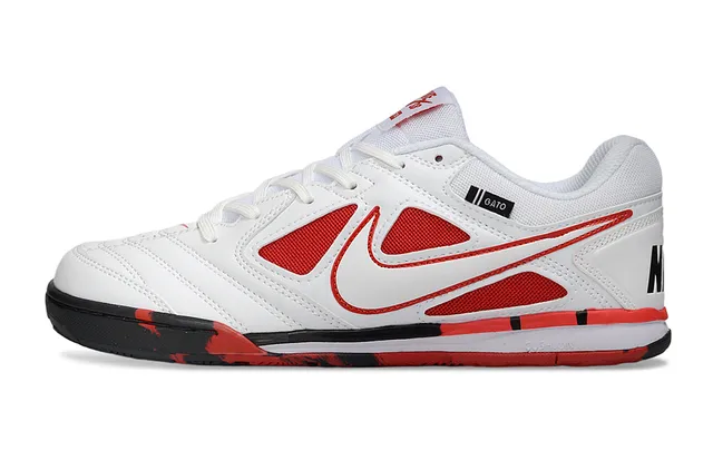 Nike Gato White Red Low-Top Synthetic Leather Upper Indoor Soccer Shoes