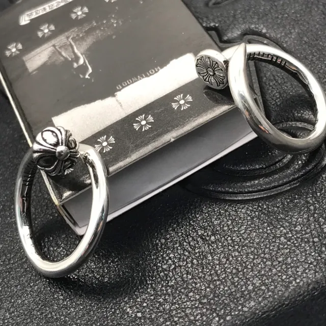 Chrome Hearts Cross Cap Silver Polished Engraved Floral Ring