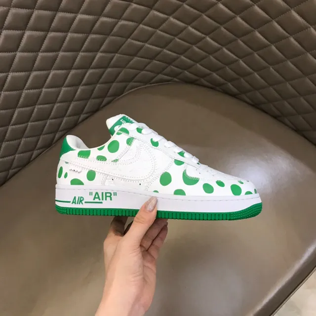 Nike Air Force 1 White Green Polka-Dot Lifestyle Sneakers