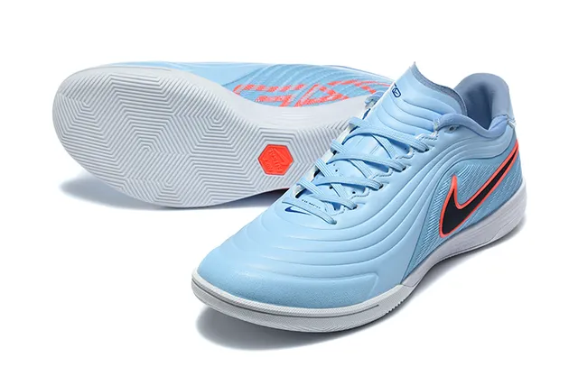 Nike Blue Orange Low-Top Textured Wave-Pattern Upper Indoor Soccer Shoes