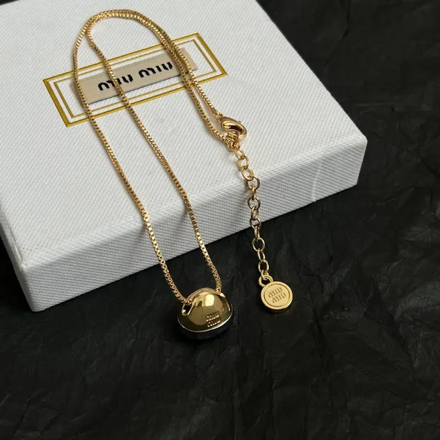 Miu Miu Gold-Tone Hemispherical Pendant Necklace