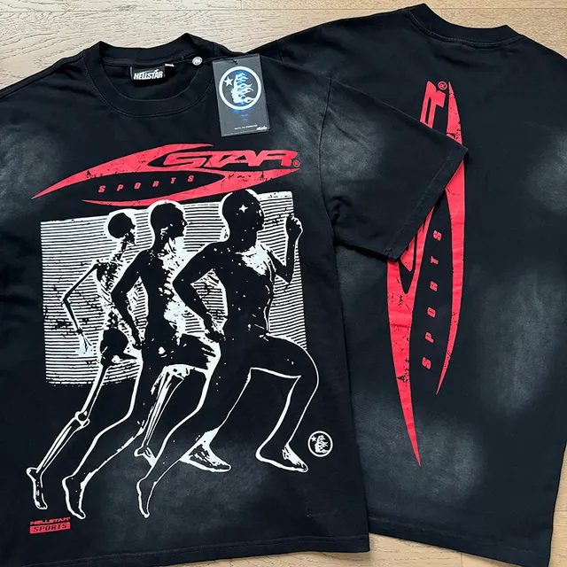 Hellstar Graphic Flame Print Black and Red Tracksuit