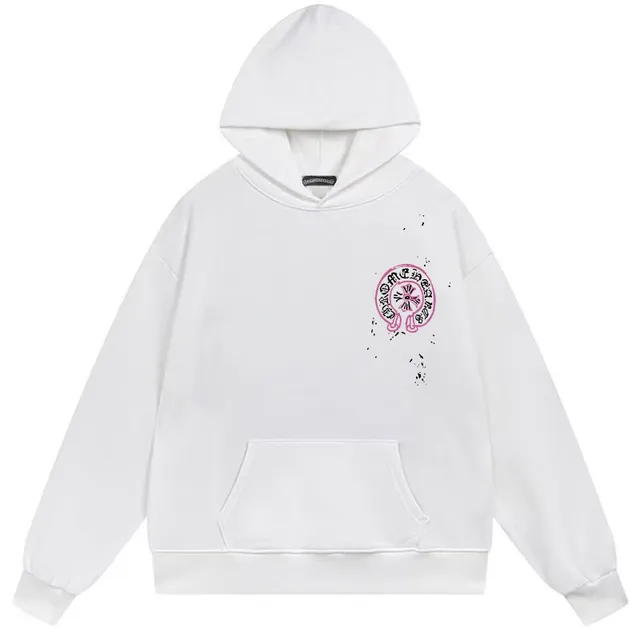 Black Pink Oversized Fit Embroidered Circular Logo Hoodie