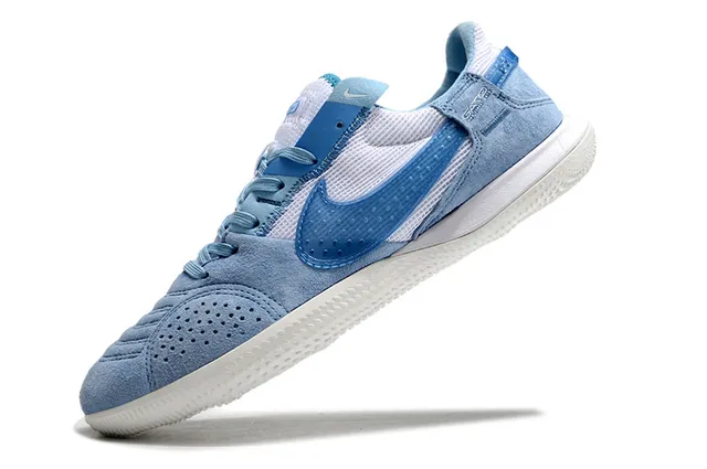 Nike Gato Blue White Low-Top Suede-Mesh Hybrid Upper Indoor Soccer Shoes