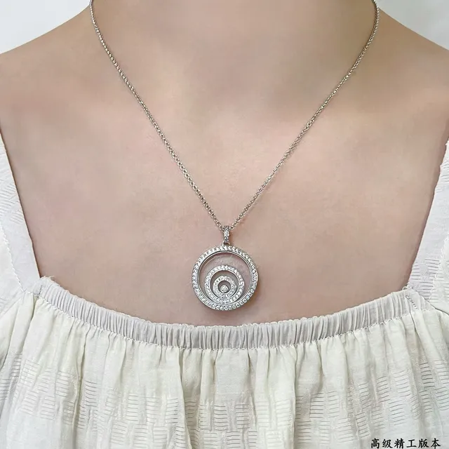 Chopard Happy Spirit Gold Black Spiral Motif Rotating Disc Necklace