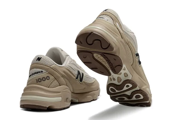 New Balance Beige Brown Midsole Mixed Suede And Mesh Upper Chunky Sneakers