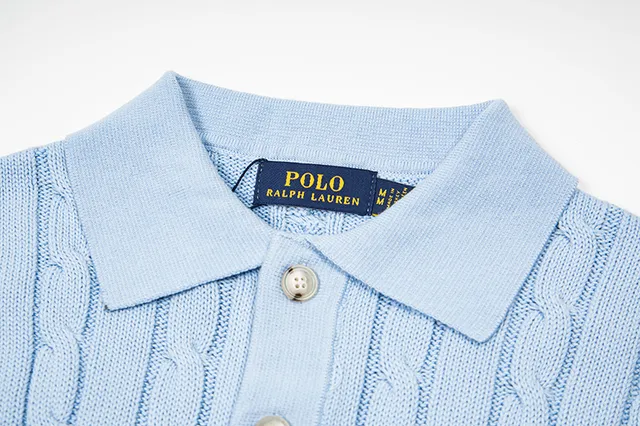 Polo Ralph Lauren Beige Navy Cable-Knit Sleeveless Polo Shirt