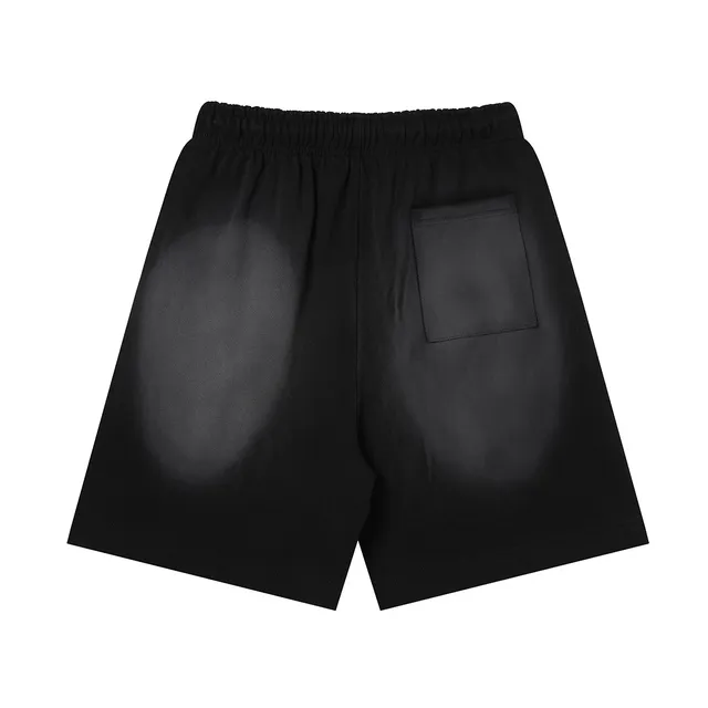 Black Graphic-Print Drawstring Waist Shorts