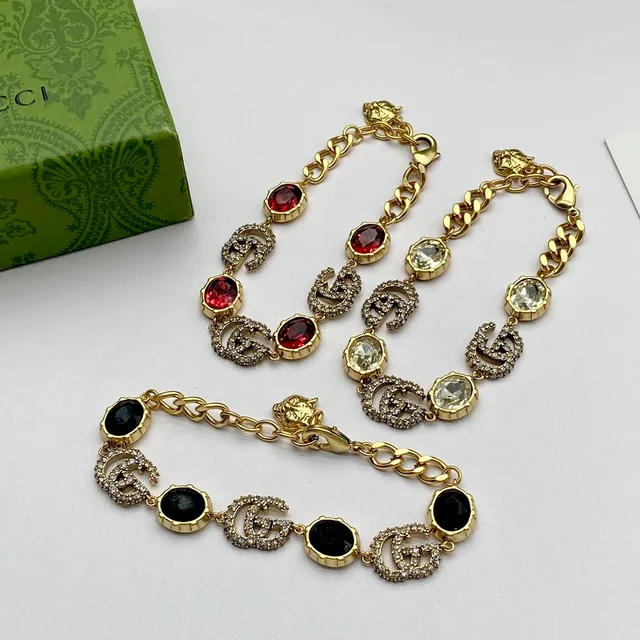 Gucci GG Marmont-Inspired Crystal and Cabochon Stone Bracelets