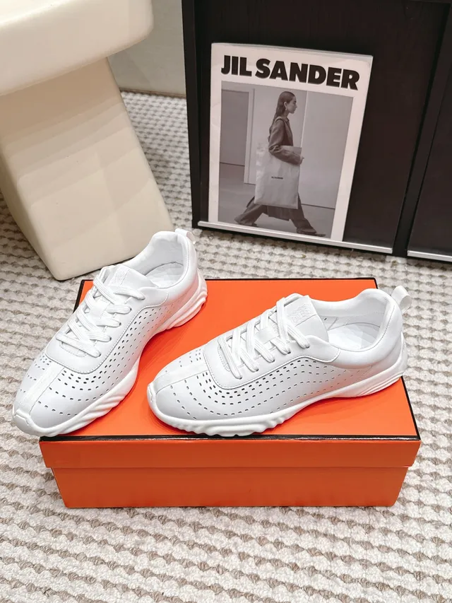 Jil Sander Perforated Leather White Lifestyle Sneakers
