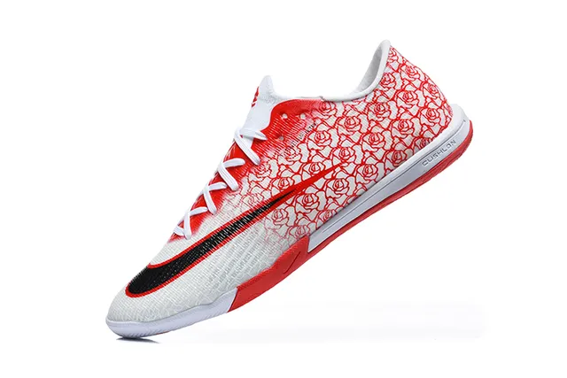 Nike Mercurial Red White Low-Cut Synthetic Upper Indoor Soccer Shoes