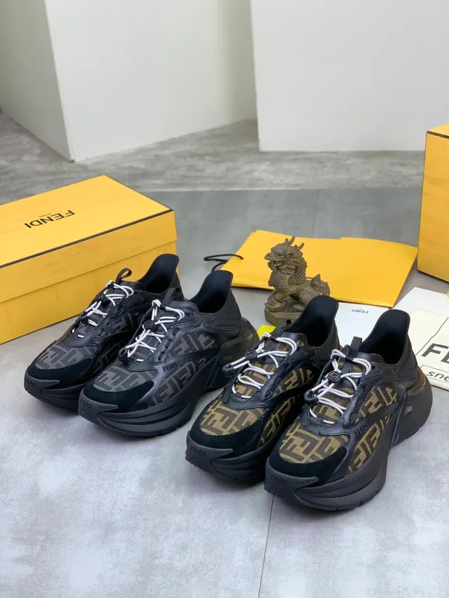 Fendi Run Away Black FF Monogram Chunky Sneakers