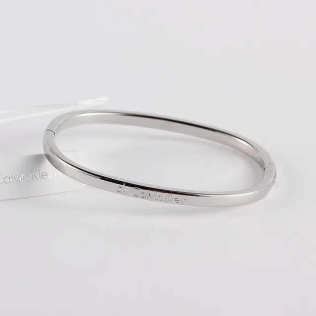 Calvin Klein Minimalist Engraved Silver-Tone Thin Bangle Bracelet