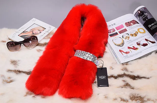 Red Fluffy Faux-Fur Scarve