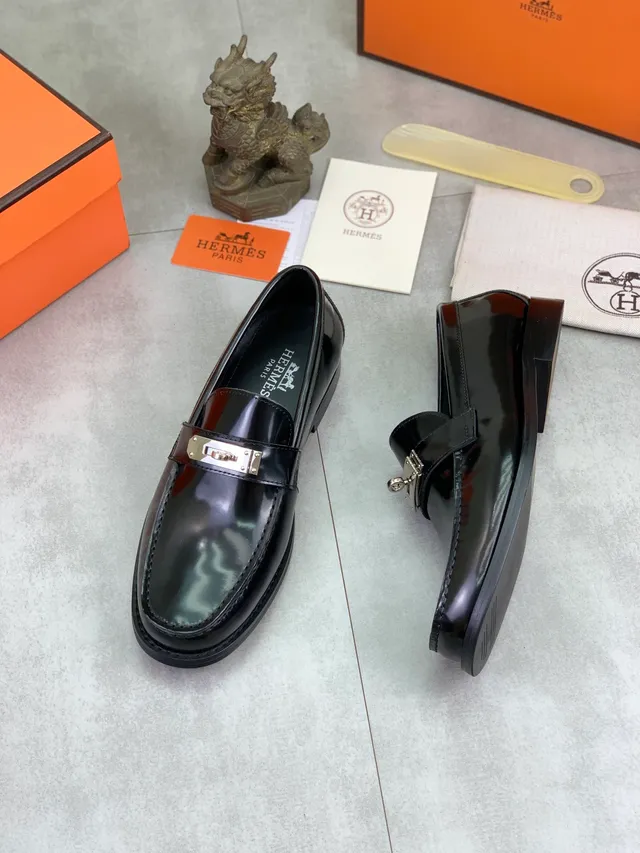Hermès Constance Loafer Black Patent Leather Loafers