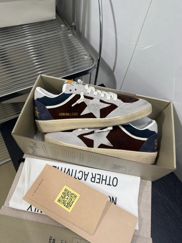 Golden Goose Ball Star Gray Navy Brown Suede Lifestyle Sneakers