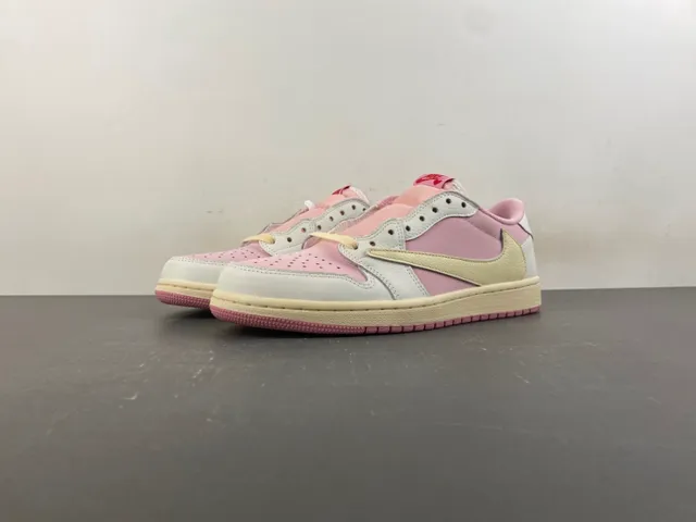 Nike Pink Beige Low-Top Layered Leather Lifestyle Sneakers