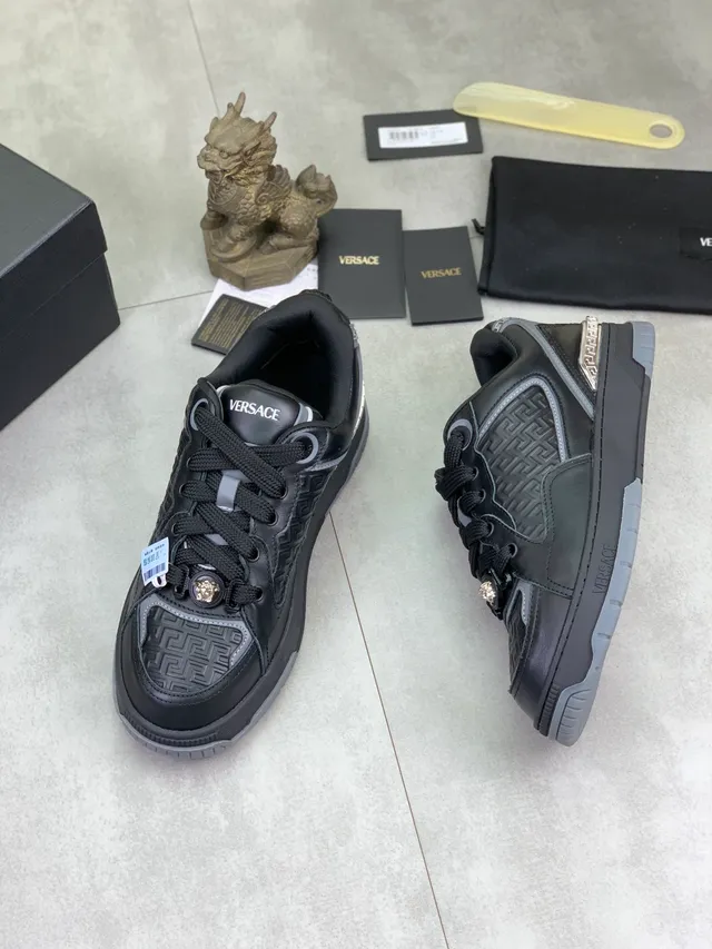 Versace Odissea Black and Brown Greca Pattern Lifestyle Sneakers