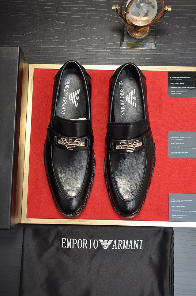 Giorgio Armani Black Gold Leather Penny Loafer
